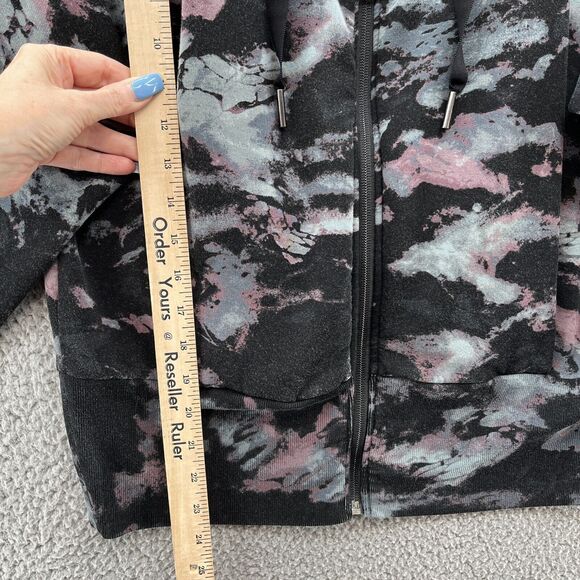 Athleta Hoodie Womens Medium Black Camo Balance Full Zip Relax Sweatshirt Jacket - Picture 5 of 12